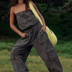FP Movement by Free People Olive Strapless Cargo Jumpsuit